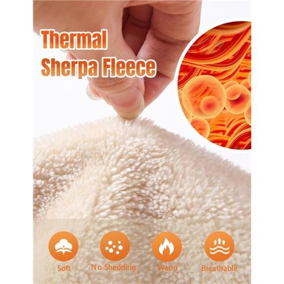 Men's Sherpa Hoodie Jacket Fleece Lined Zip Up Warm Hoodies Sweatshirt Winter - Picture 6 of 7